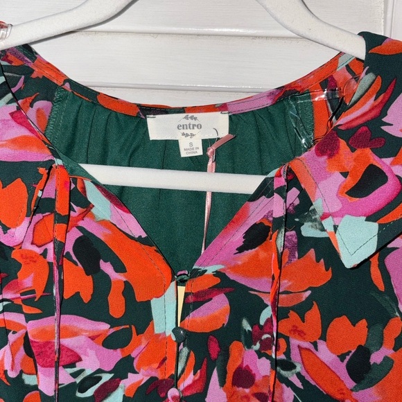 NWT Entro Babydoll Multicolor Long Sleeve Boutique Dress size small Boho - Picture 4 of 5